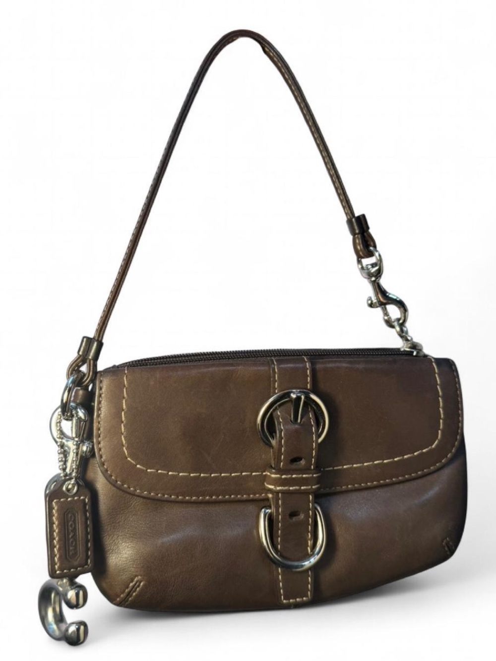 Vintage Y2K Coach SoHo buckle wristlet in rich espresso brown leather